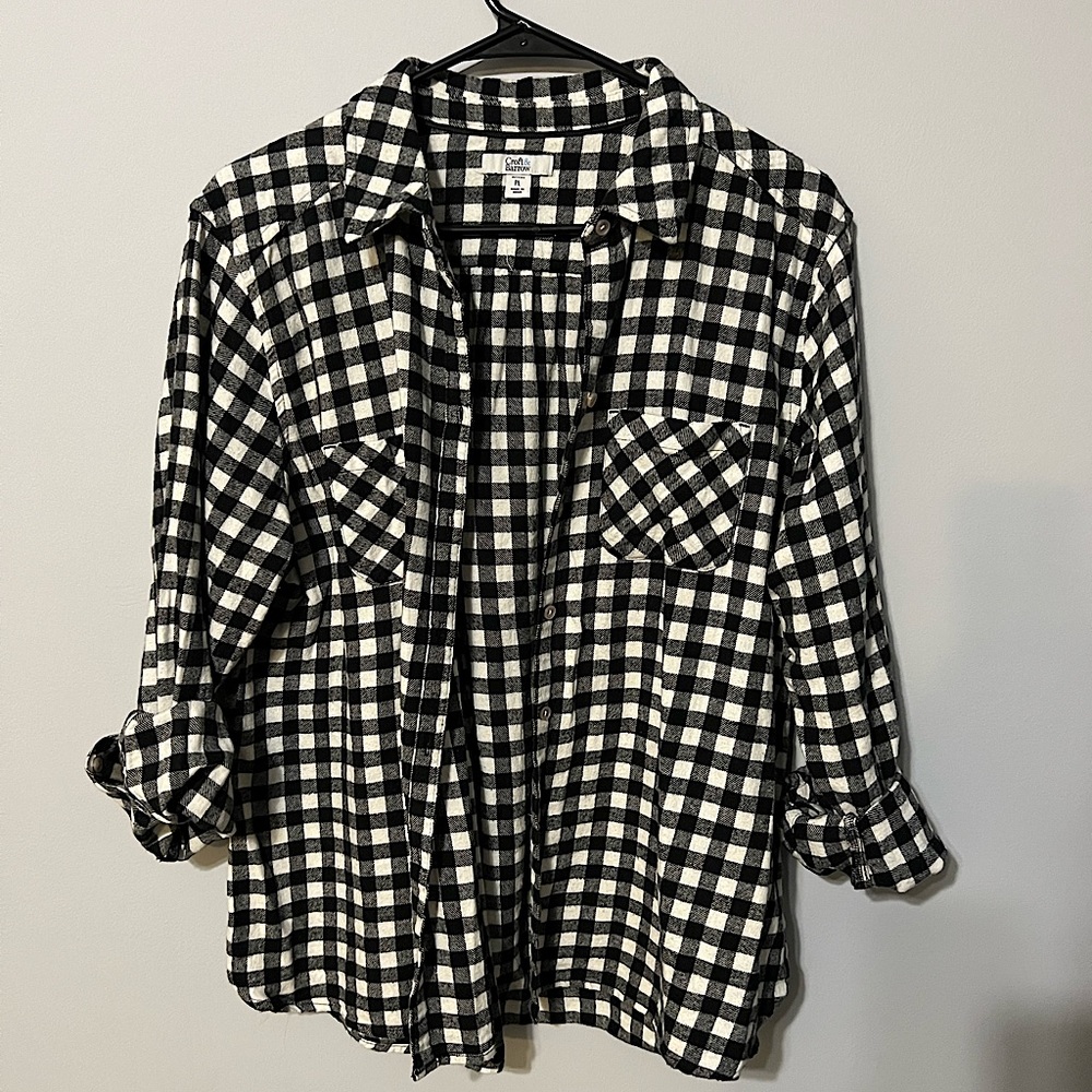 Petite Croft & Barrow Flannel Button Down petite large PL black & white check 🖤
